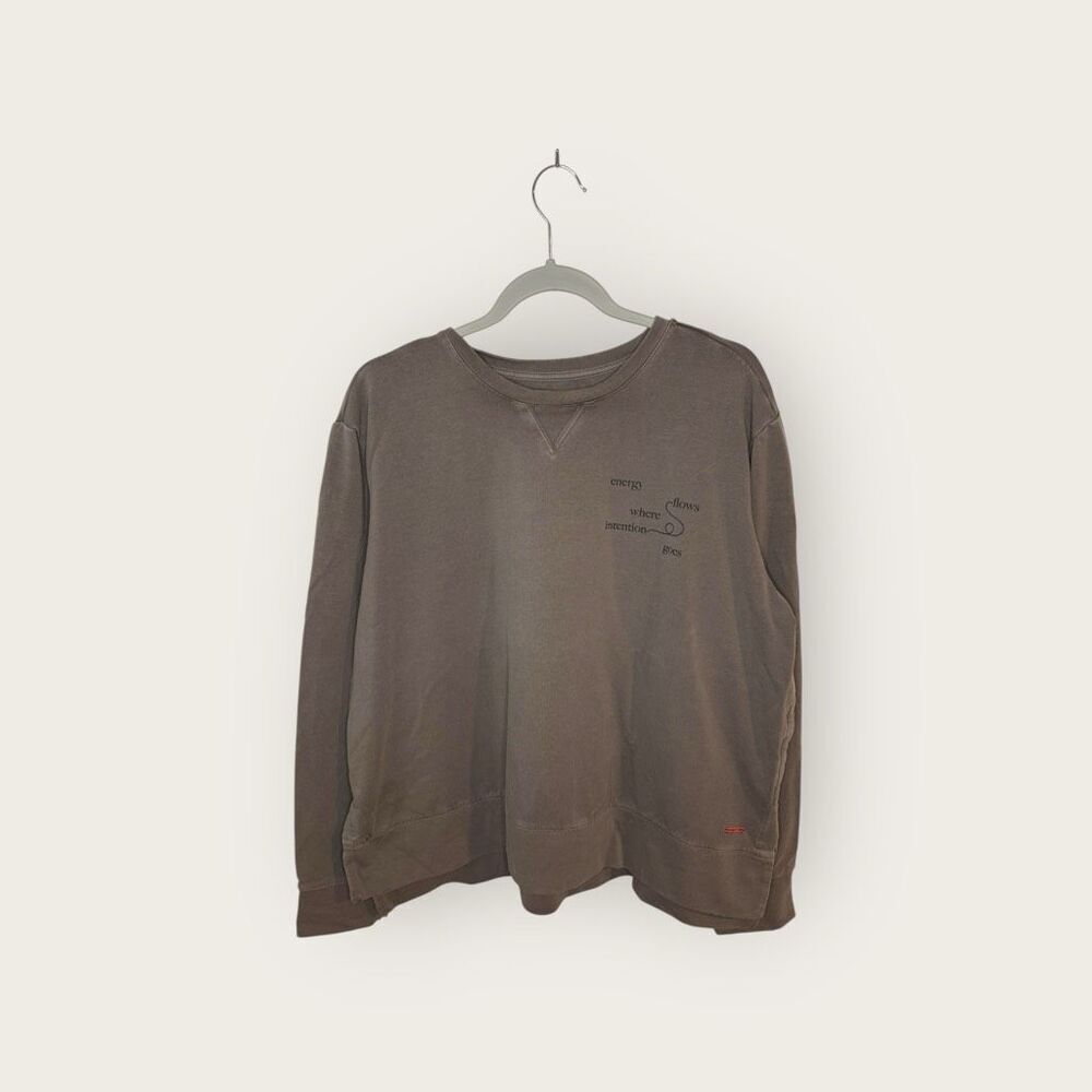 PeaceLoveWorld Graphic Long Sleeve Crewneck Sweater Gray Size Large‎